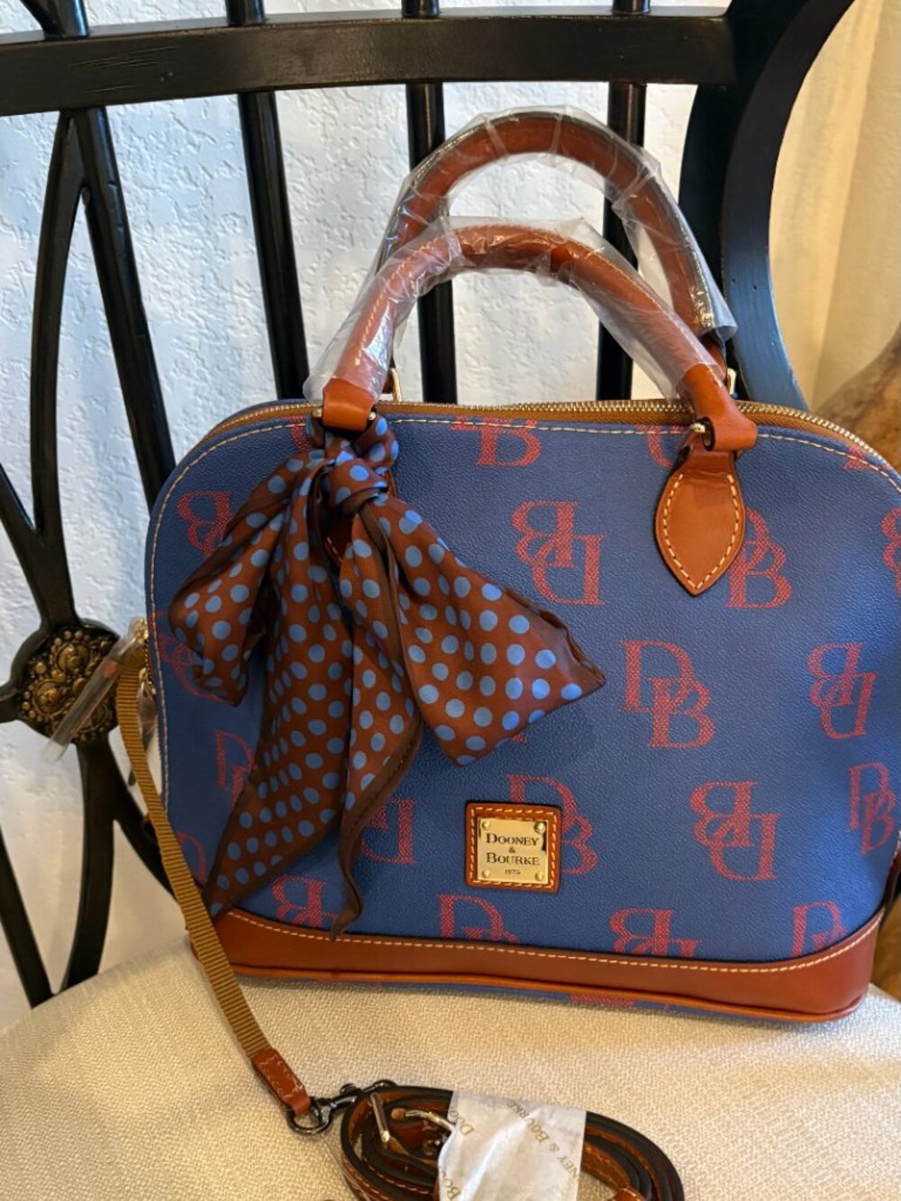 Dooney & Bourke Blue DB Monogram Satchel – NEW WITH TAGS – MSRP $298 – Leather T